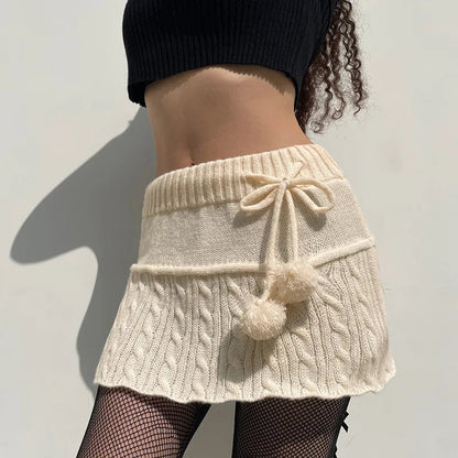 Autumn Winter Fashion Twist Wool Woven Age-Reducing Commuter Decorated Skirt