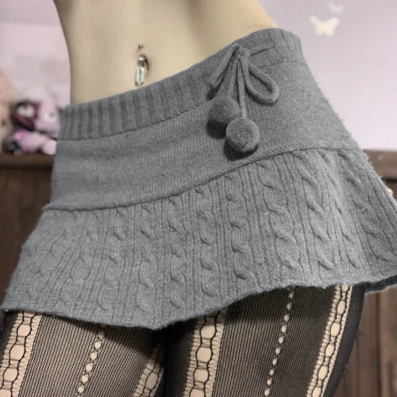 Autumn Winter Fashion Twist Wool Woven Age-Reducing Commuter Decorated Skirt