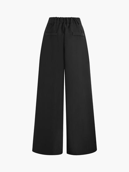 Asymmetric Buttoned Wide Trendy Leg Dress Pants