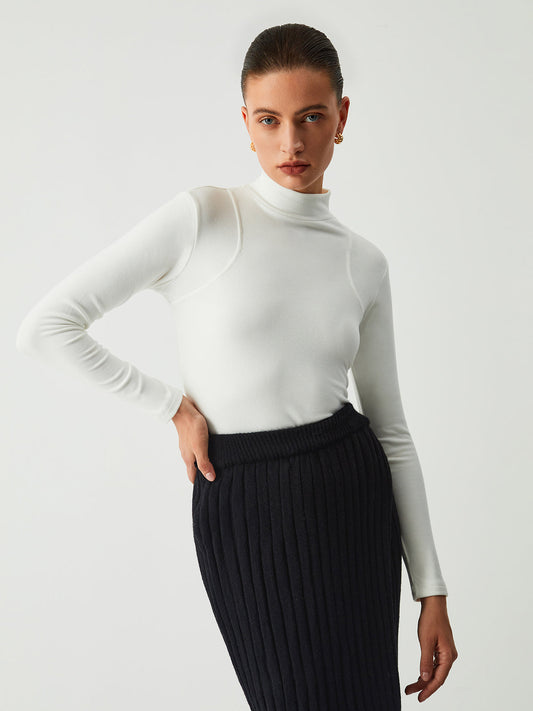 Cosybreezee - Trendy Solid Mock Neck Long Sleeve Top