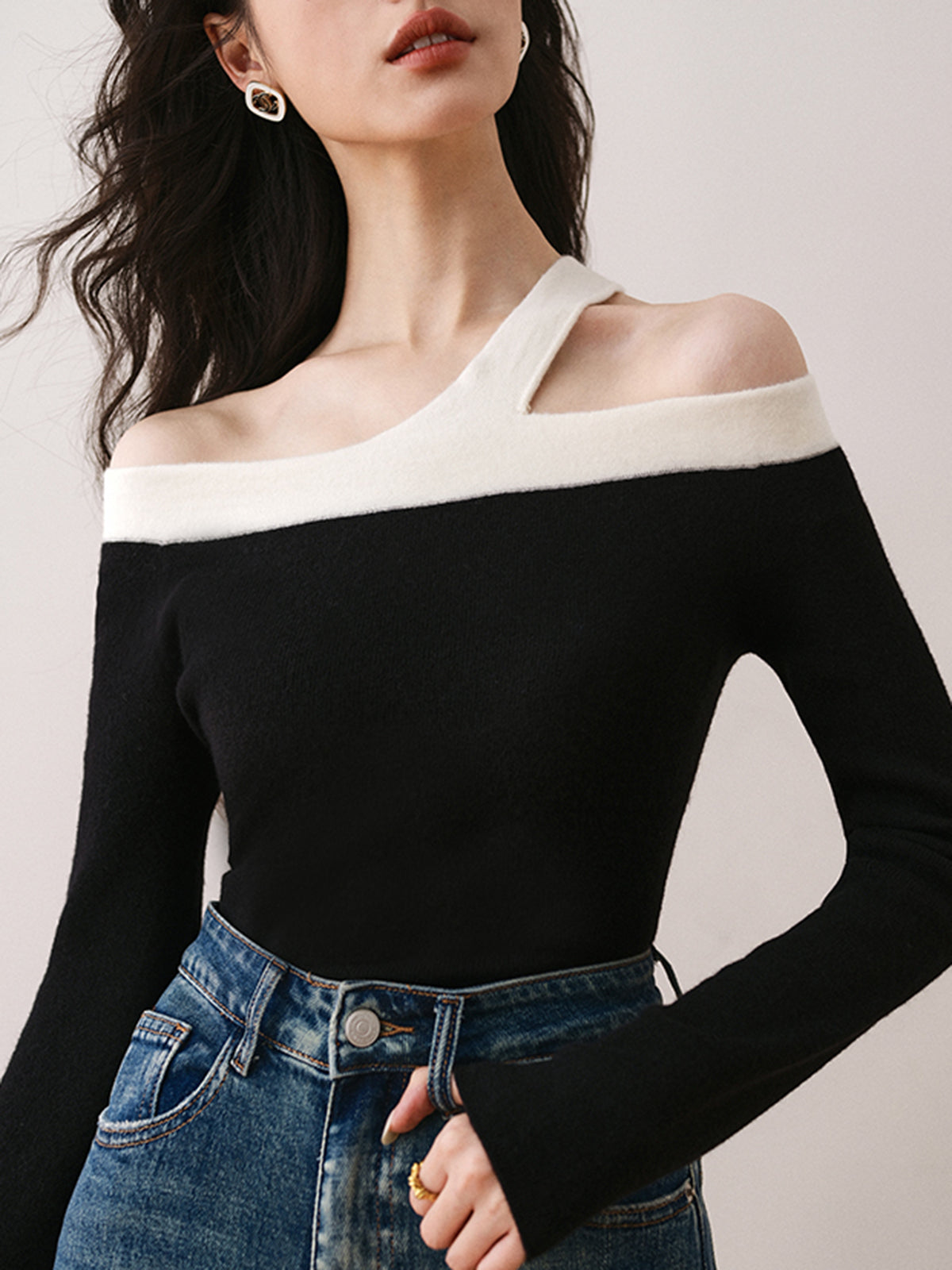 Asymmetric Strap Graceful Off-Shoulder Top