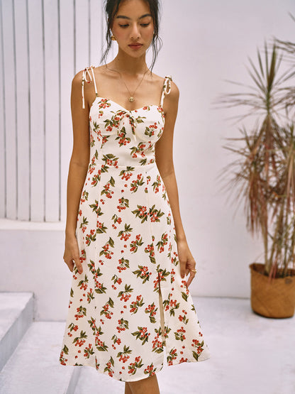 Cosybreezee - Floral Print Knotted Cami Short Dress