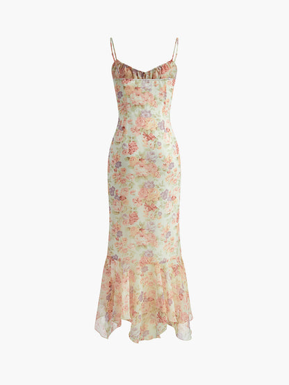 Cosybreezee - Chiffon Ruffle Cami Floral Dress