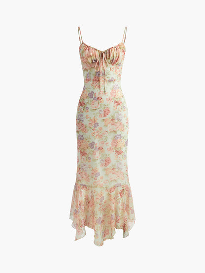 Cosybreezee - Chiffon Ruffle Cami Floral Dress