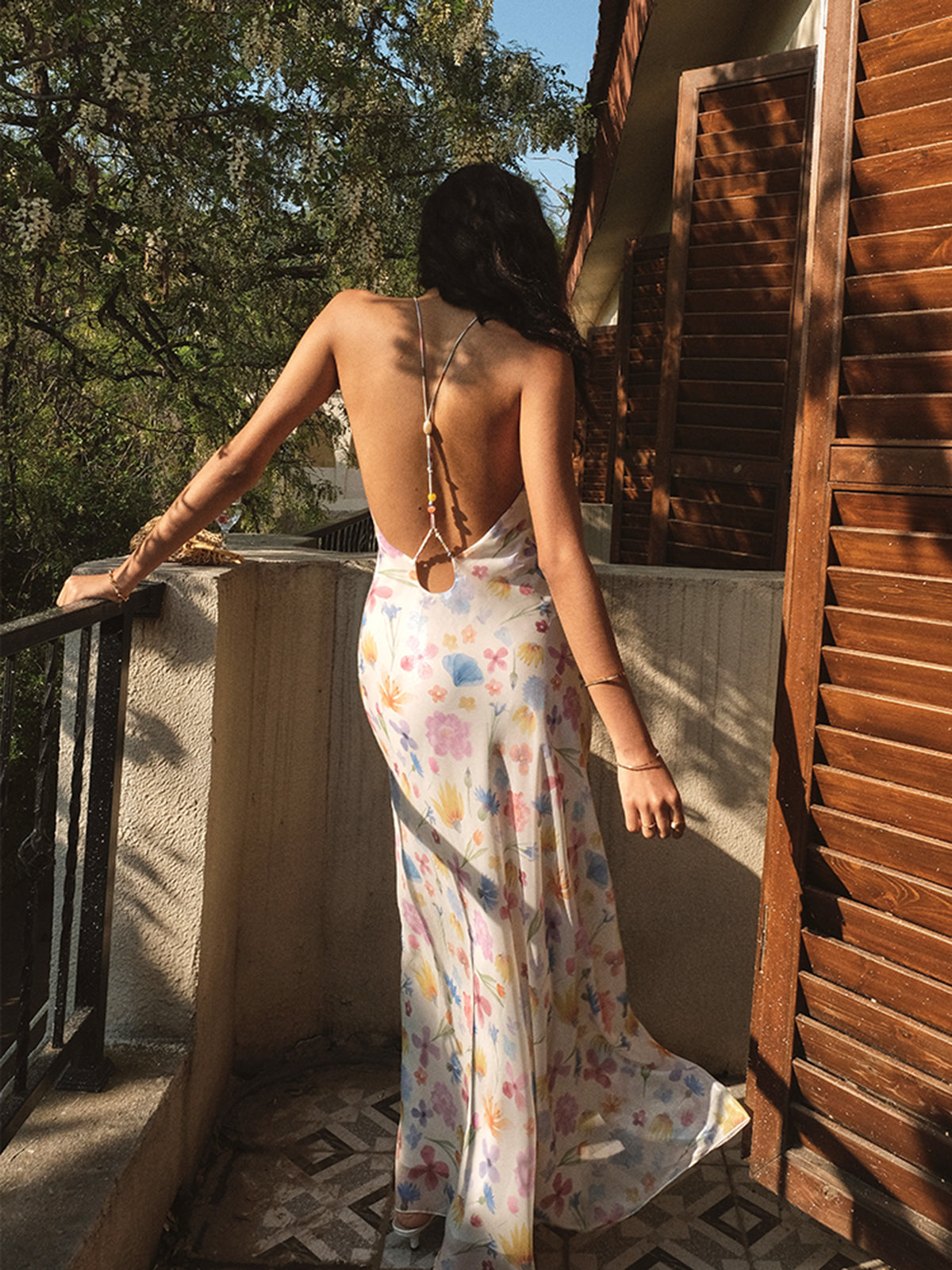 Cosybreezee - Chiffon Backless Floral Dress