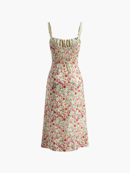 Cosybreezee - Floral Print Trim Cami Midi Dress