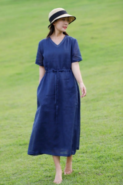 Ramie Dress in Blue