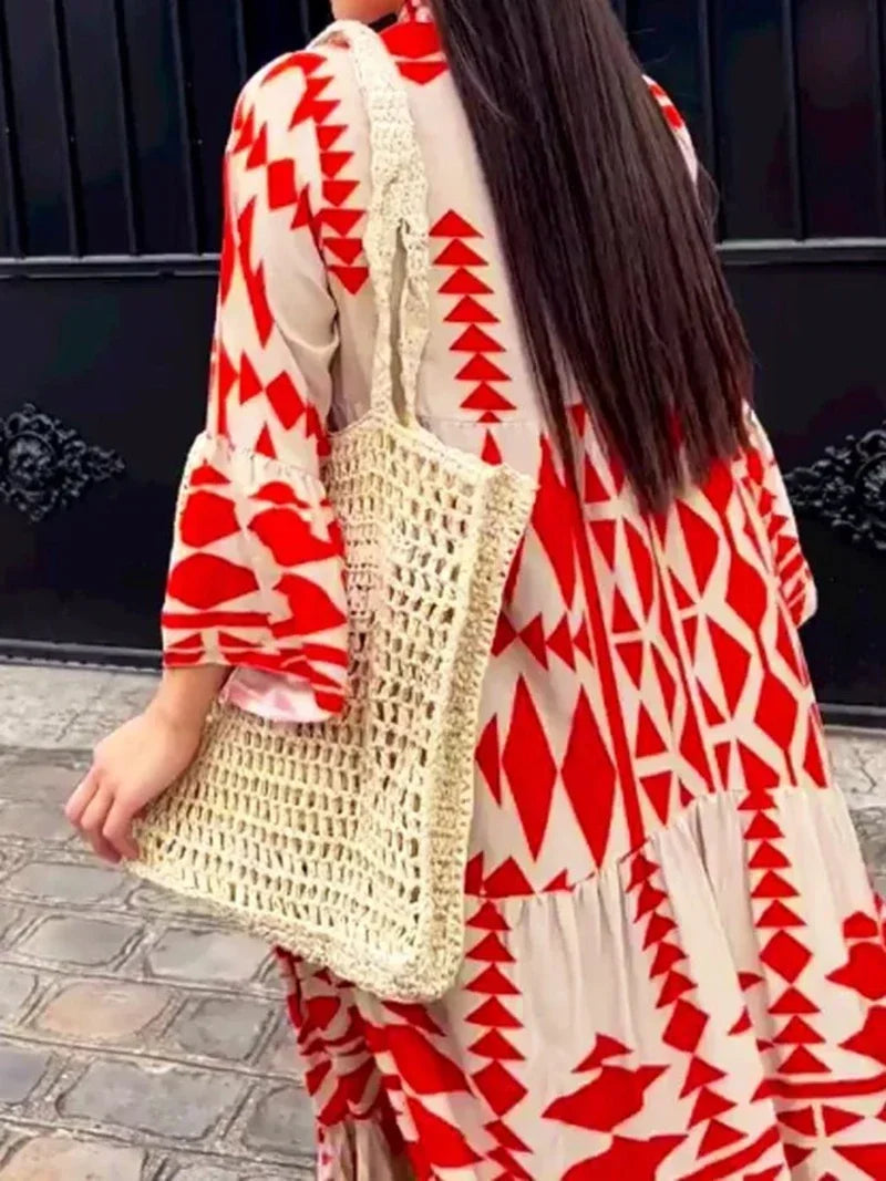 Summer Vintage Elegant Long Sleeve Boho Dress