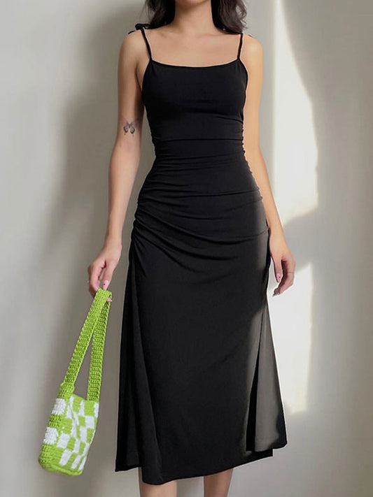 Backless Split One Trendy Shoulder Ribbed Maxi Dress