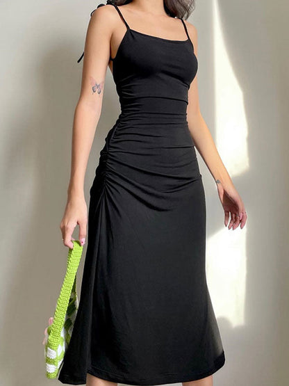 Backless Split One Trendy Shoulder Ribbed Maxi Dress