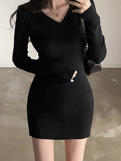 Knitted Batwing Sleeve Trendy High Waist Midi Dress