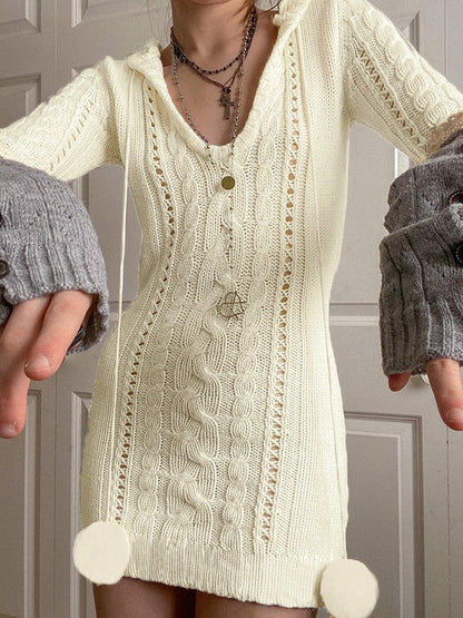 Hooded Cable Graceful Knit Cardigan