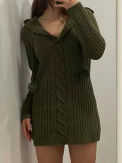 Green Halter Graceful Knitted Mini Dress