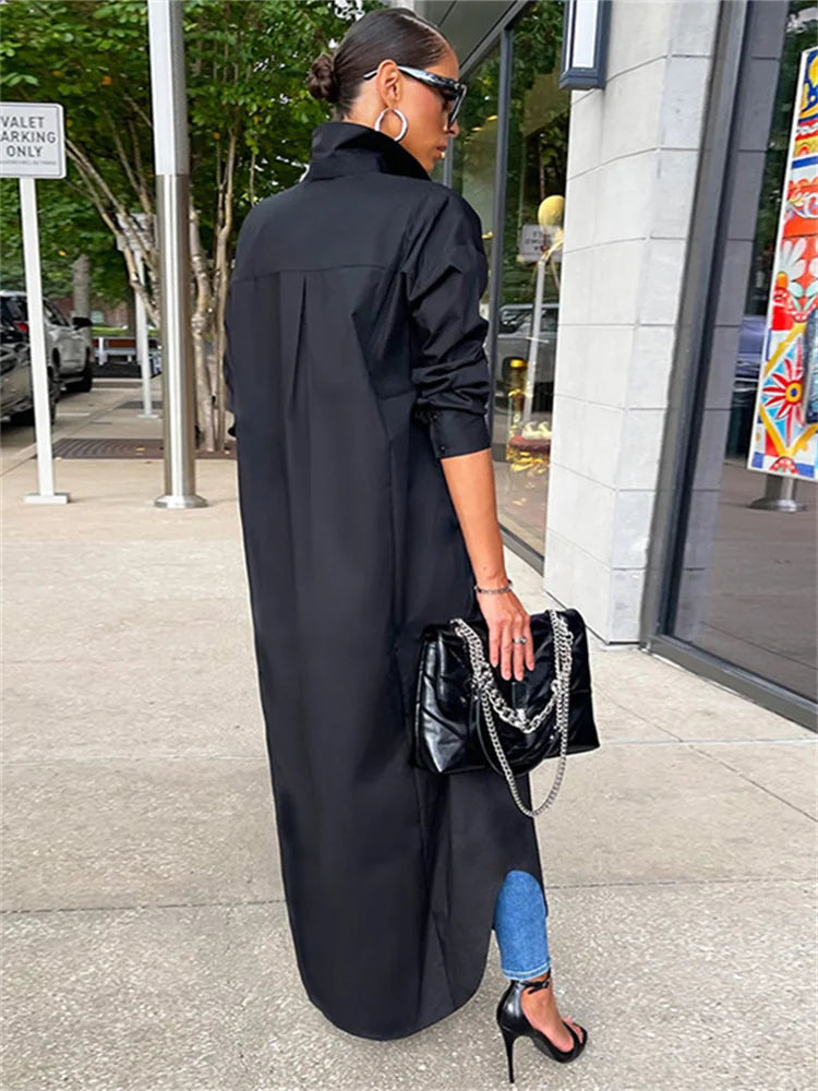 Women Loose Casual Kaftan   Shirts  Solid  Sleeve Lapel Single-breasted  Female Vestidos