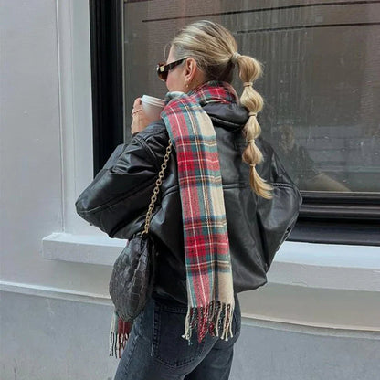 Red Plaid Vintage Classic Scarf for Women