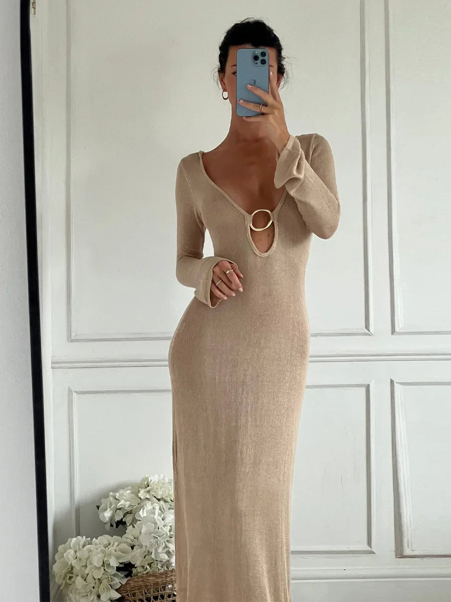 Sleeveless Knitted Tank Maxi Dress