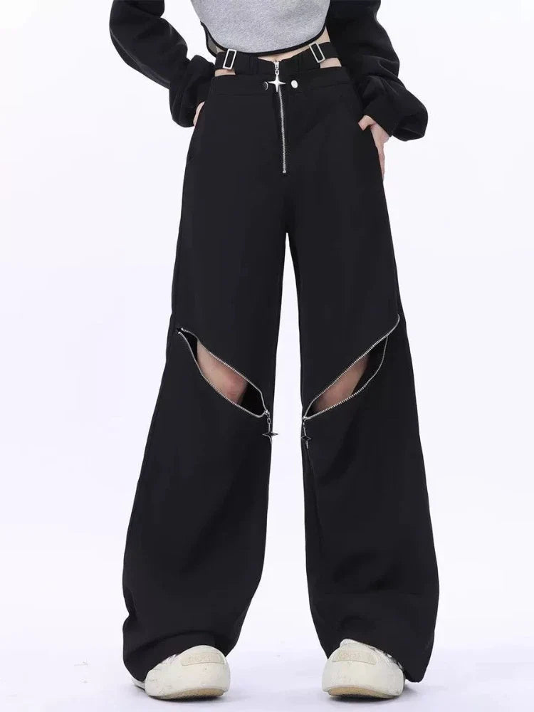 Black Casual Retro Cargo Halloween Pants