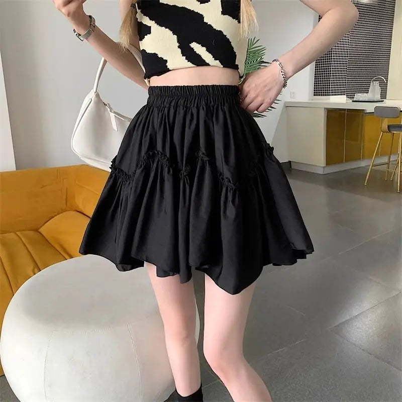 Ruffle White Mini Skirt Elegant Irregular Patchwork Skirt