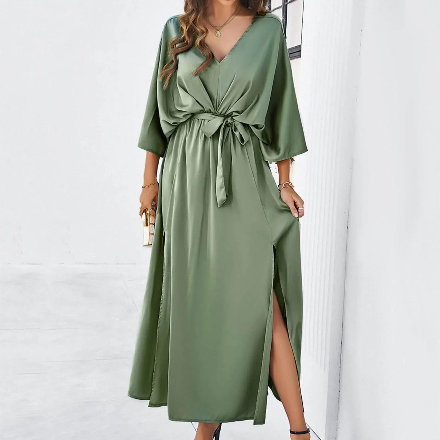 Autumn Winter Elegant Velvet Maxi Long Sleeve Pleated High Waist Female Casual Slim Fit Long Dress