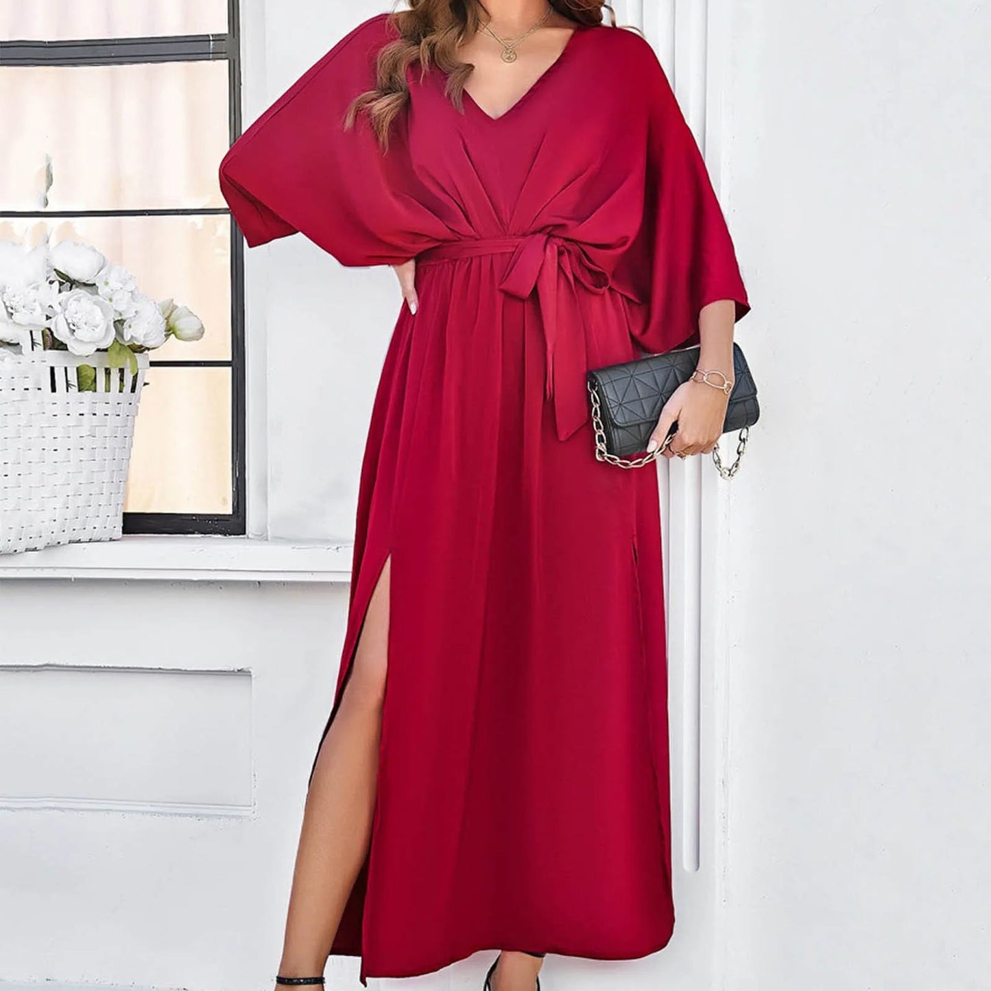 Autumn Winter Elegant Velvet Maxi Long Sleeve Pleated High Waist Female Casual Slim Fit Long Dress