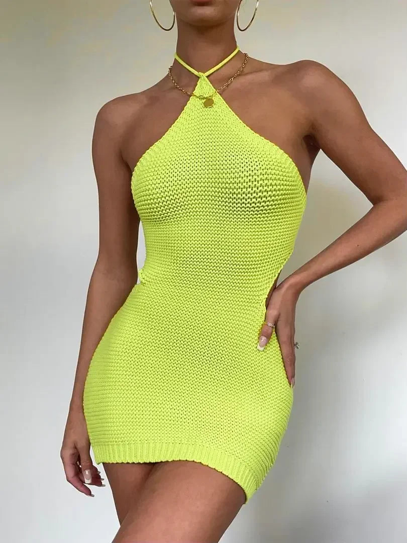 Halter Knitted Mini Dress