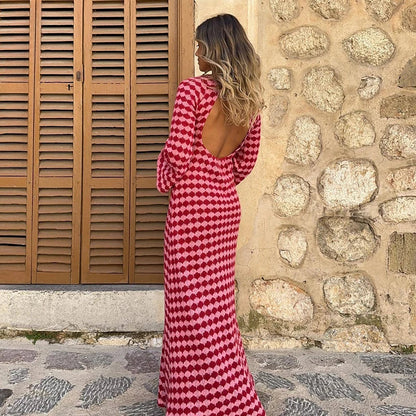 V Neck Plunge Maxi Dress