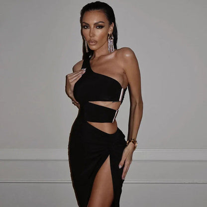 Sexy Backless Cut Out Summer Club Party Off Shoulder Long Midi Dress