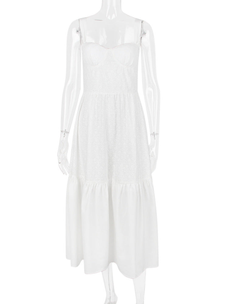 Allison White Spaghetti Strap Midi Dress