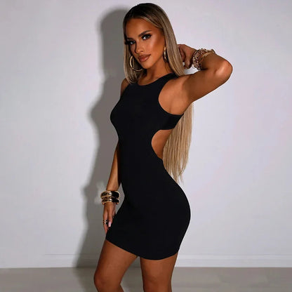 Fashion Ribbed Knitted Bandage Mini Dress