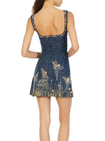 Sexy Print Sequin Party Dress