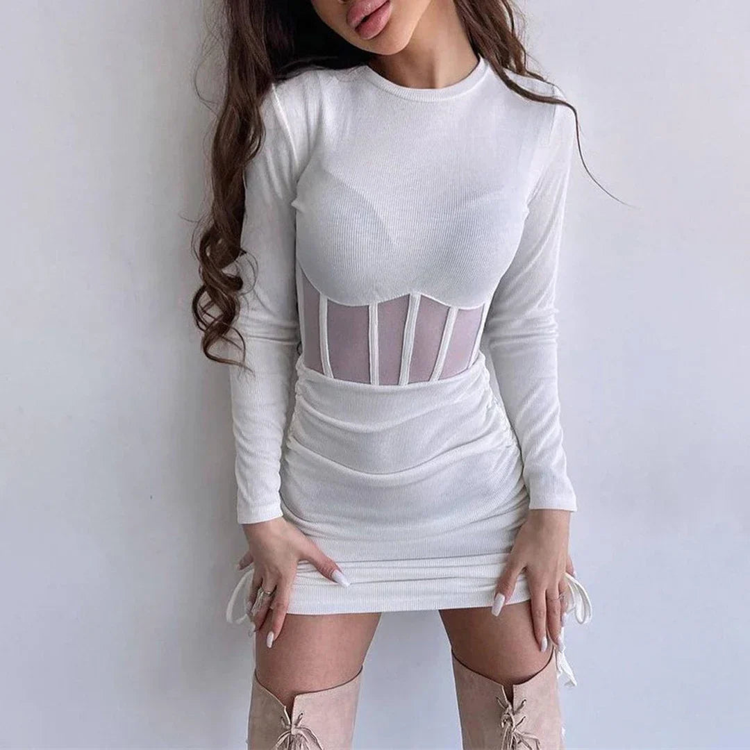 Mesh Waist Bodycon Mini Dress