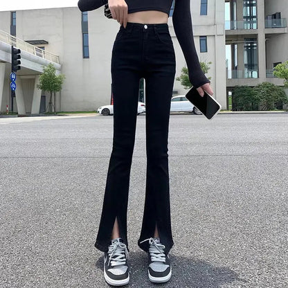 Blue Vintage Quality Fashion Straight Women Pant Woman High Waist Denim Pants Wide Leg Denim Clothing Jean