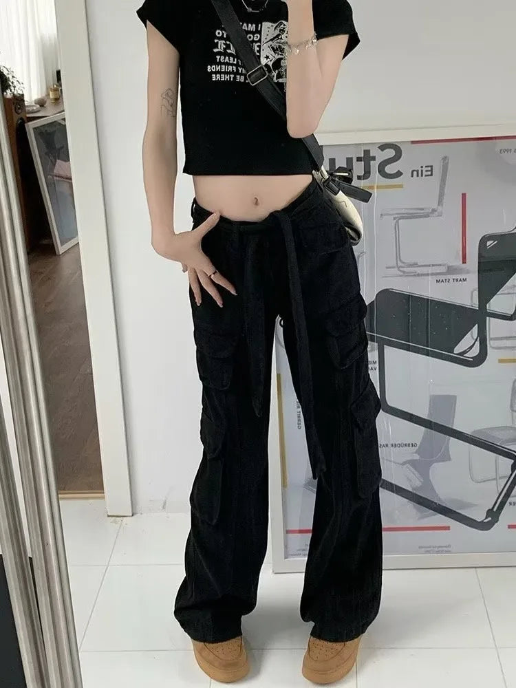 Trousers Summer Popular Light-Colored Women's New Temperament Trend Wide-Leg Pants Japanese Fashion Zipper Jean