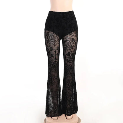 Black Summer Flare Halloween Pants