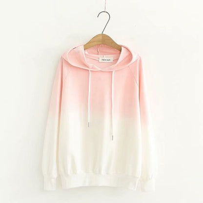 Raglan Gradient Japanese New and Small Fresh Spring Long-sleeved Student Sweatshirt Sleeves for Female Hoodie Wild Autumn