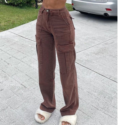 Baggy Jeans 90s Brown Women Vintage Streetwear