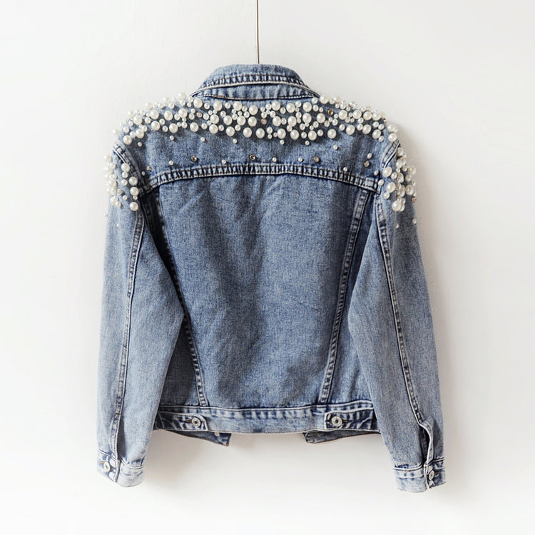 with Detailing New Autumn Women's Jacket Pearl - Denim Collection