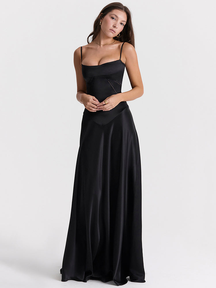 Wendy Lace-up Satin Maxi Dress