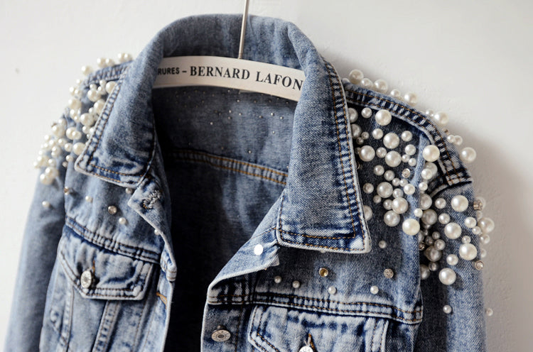 with Detailing New Autumn Women's Jacket Pearl - Denim Collection