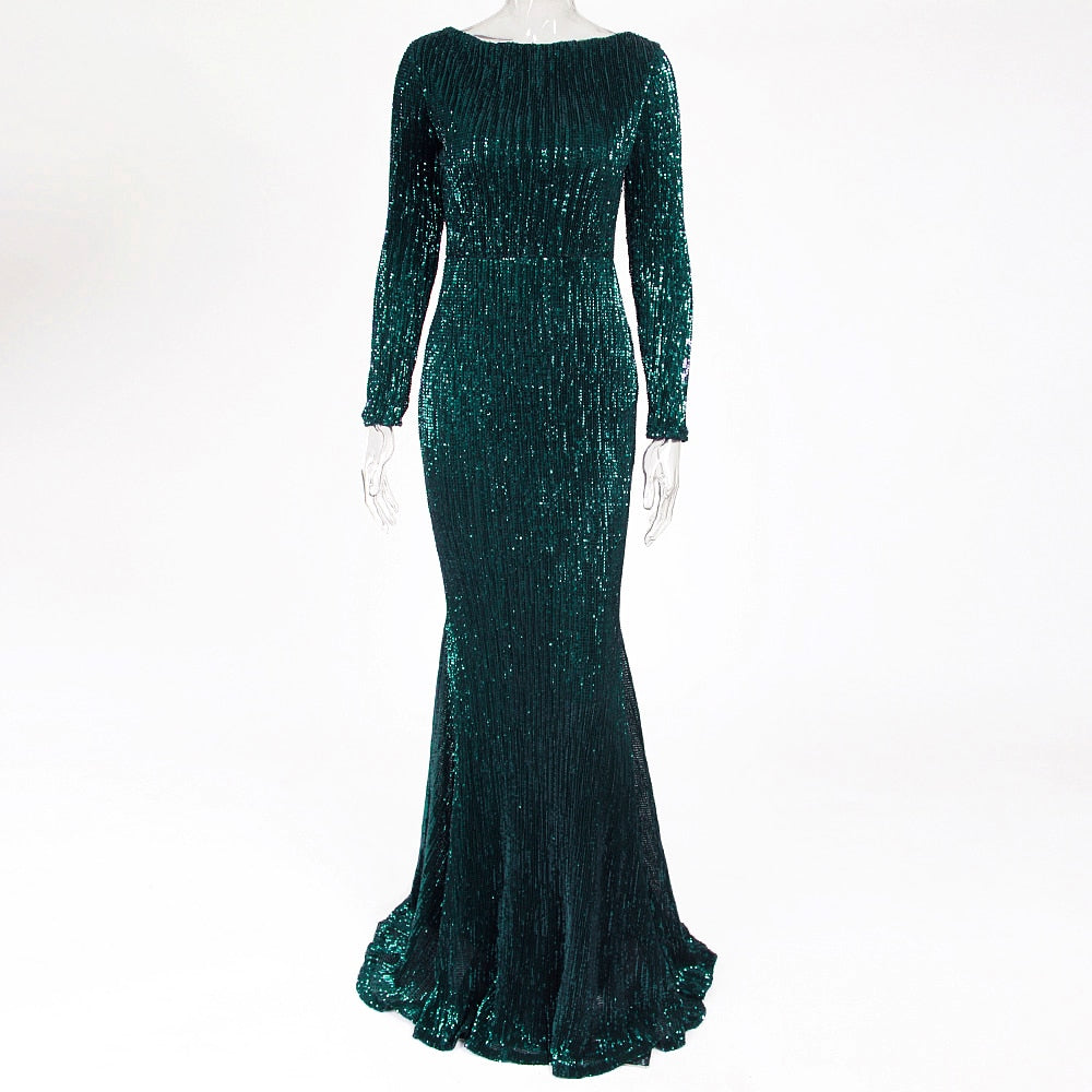 Sequin Long Burgundy and Gown Full-Length with Green and Neck O Gold in Sleeves Black