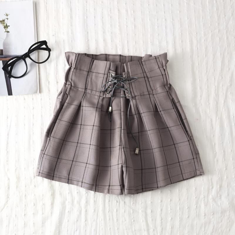 Cosybreezee - Women's Plaid High Waist Wide Leg Shorts