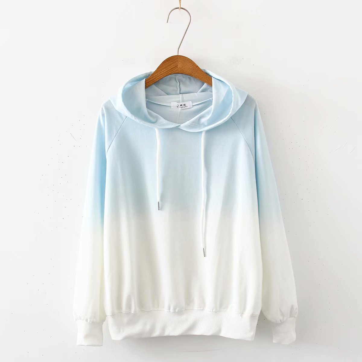 Raglan Gradient Japanese New and Small Fresh Spring Long-sleeved Student Sweatshirt Sleeves for Female Hoodie Wild Autumn