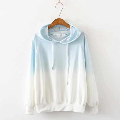 Raglan Gradient Japanese New and Small Fresh Spring Long-sleeved Student Sweatshirt Sleeves for Female Hoodie Wild Autumn