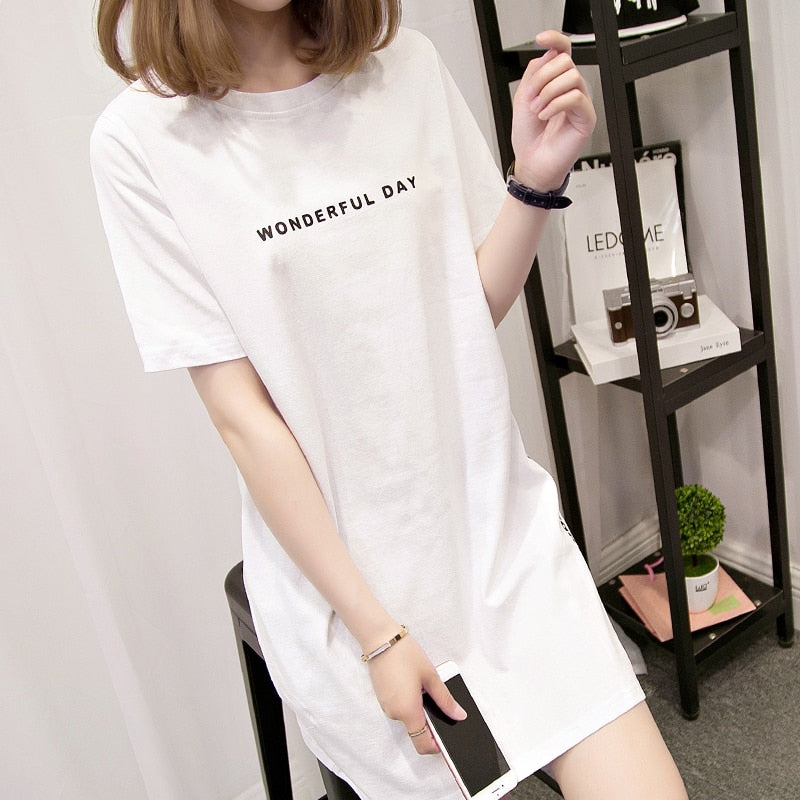 Women for Day Long Size Wonderful Loose T-Shirt Design Femme - Plus Slit Warm-Season Top