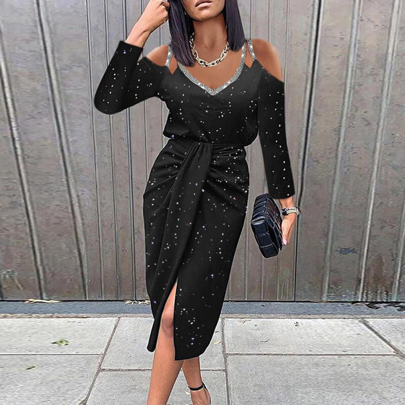 Vintage Out Party Half Gown Design Patchwork Warm-Season Round Neck Elegant Women Slim Casual Arm Hollow Dress