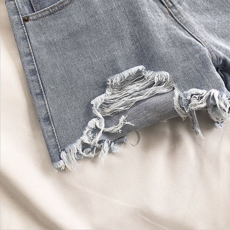 Tassel Detail Shorts Waist High and Denim with for Pockets Women