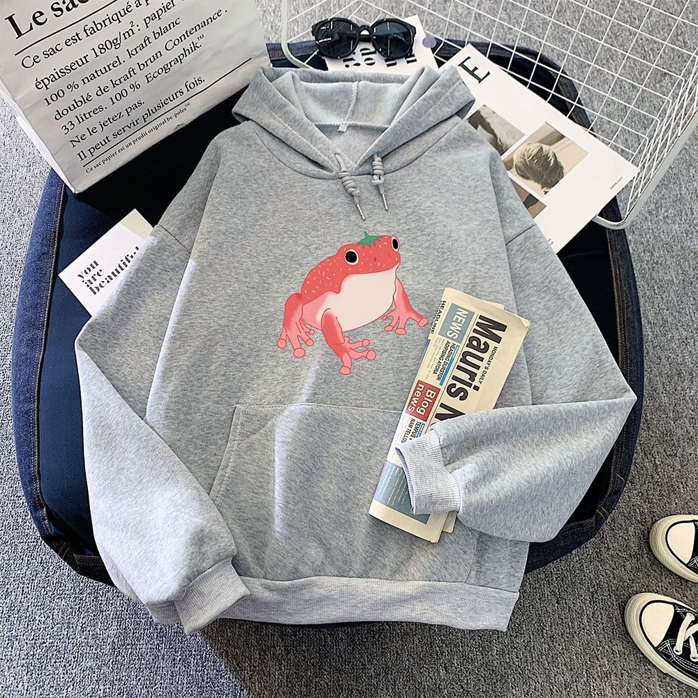 Arm Women Long Frog Pocket for Sweatshirt Harajuku Kawaii Oversized Clothes Pink Hooded Hoodie Girls Hoodies Sweatshirts