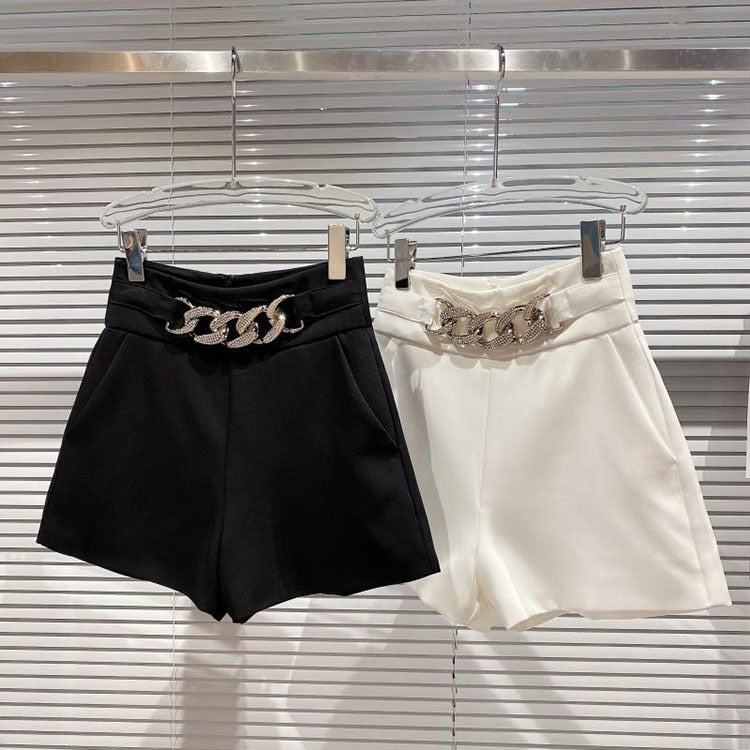 Cosybreezee - Women's High Waist Golden Chain Shorts