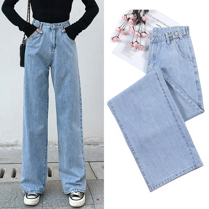 Baggy Waist Fashion - Mom Leg Wide Women's High Jeans Pants - Denim Jeans