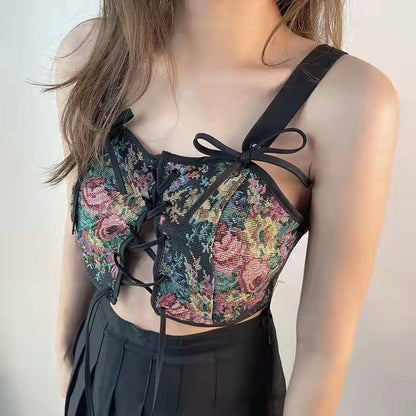 Blouse High Flowered Street Halter Vintage Top Design Women Designer for - Party Corset - Clubwear